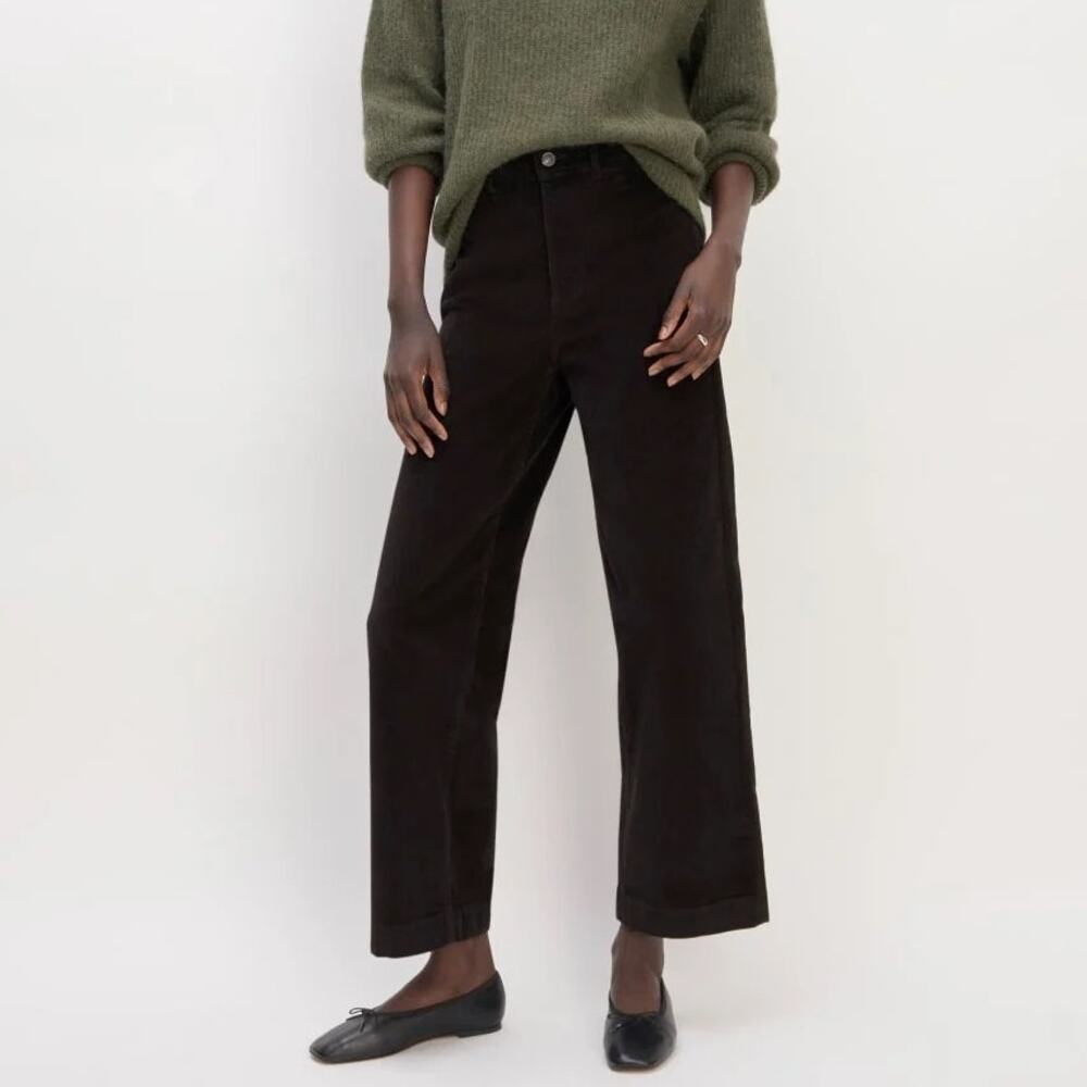 Everlane The Corduroy Wide Leg Pant Black Size 2 NWT